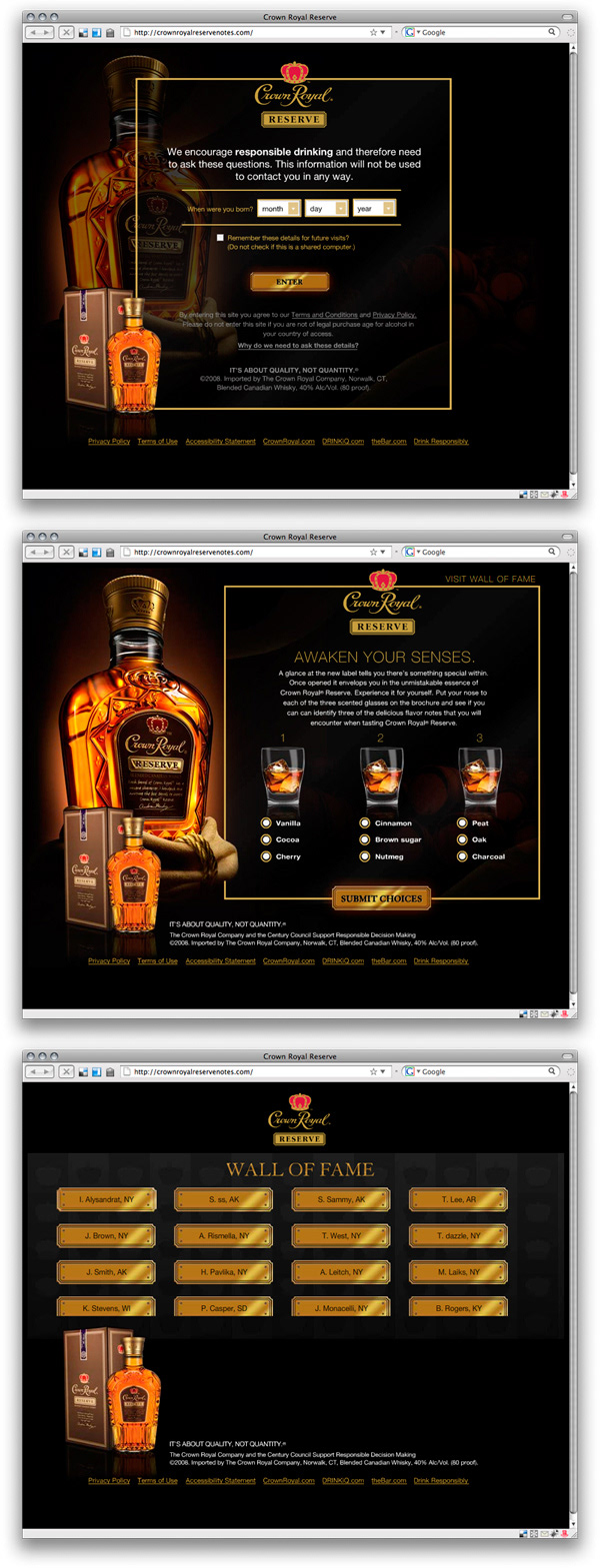 Crown Royal digital microsite campaign design by Edgar Zorrilla