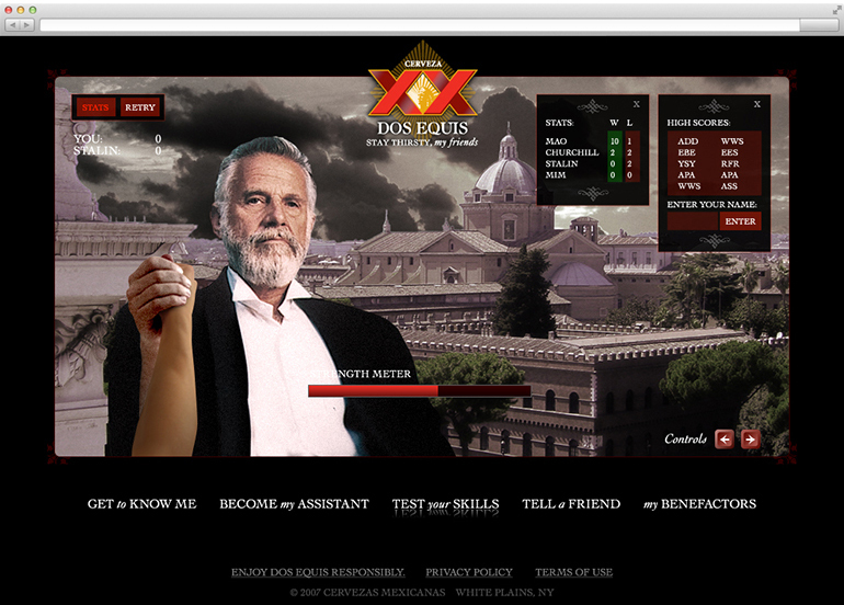 Dos Equis game site - challenge view by Edgar Andrés Zorrilla