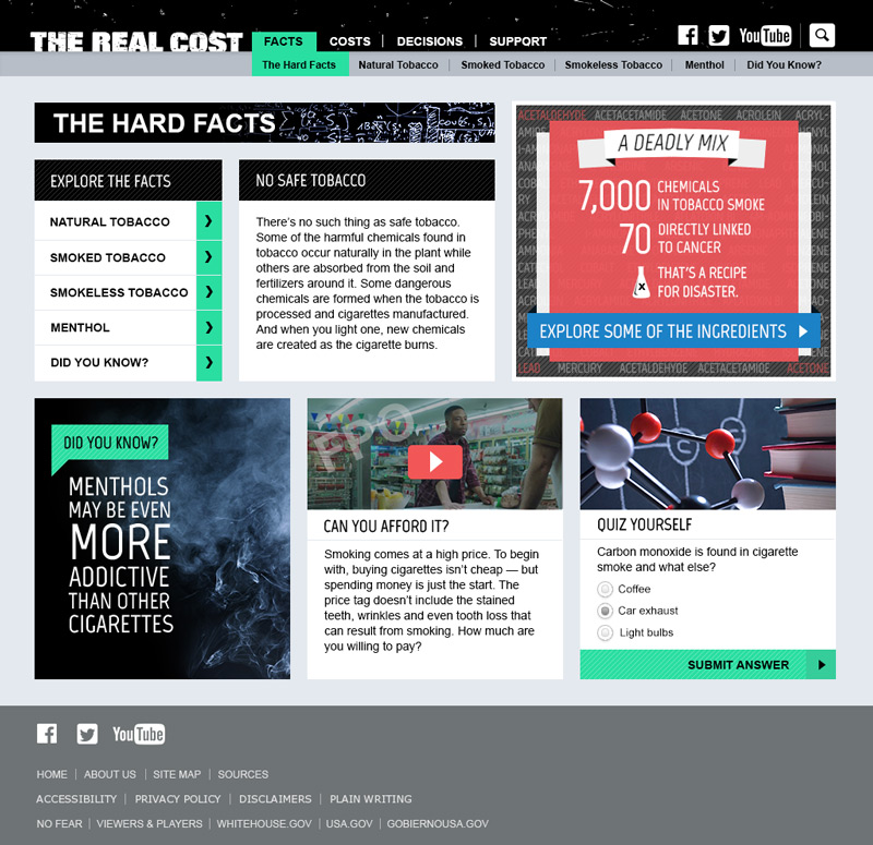 FDA public health awareness campaign web design