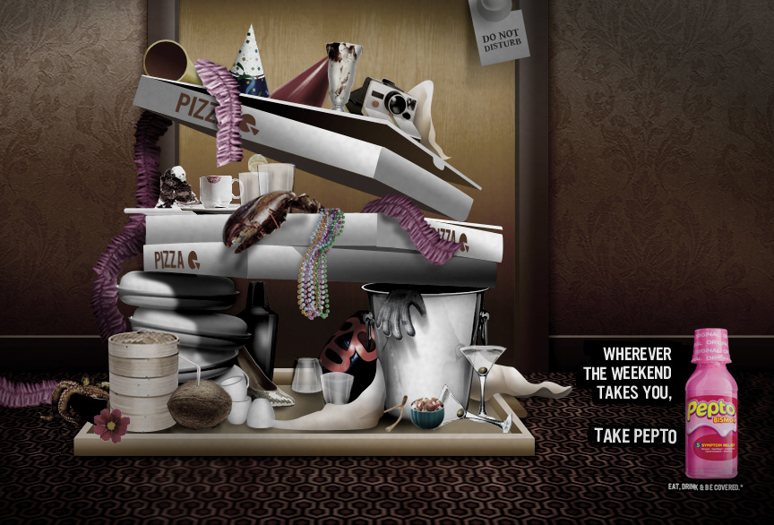 Pepto-Bismol previsual campaign pitch illustration by Edgar Andrés Zorrilla