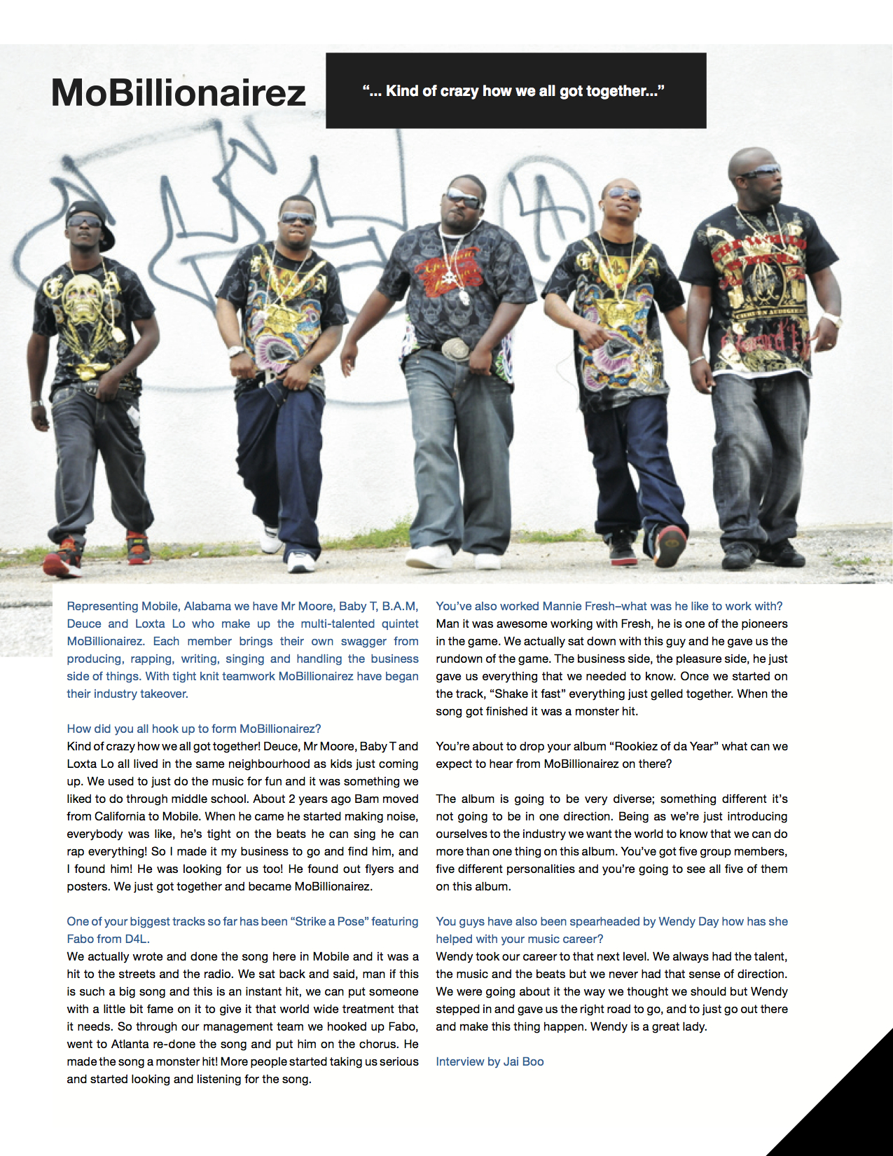 Mobz full-page feature for Streets of Mos Magazine by Edgar Andrés Zorrilla